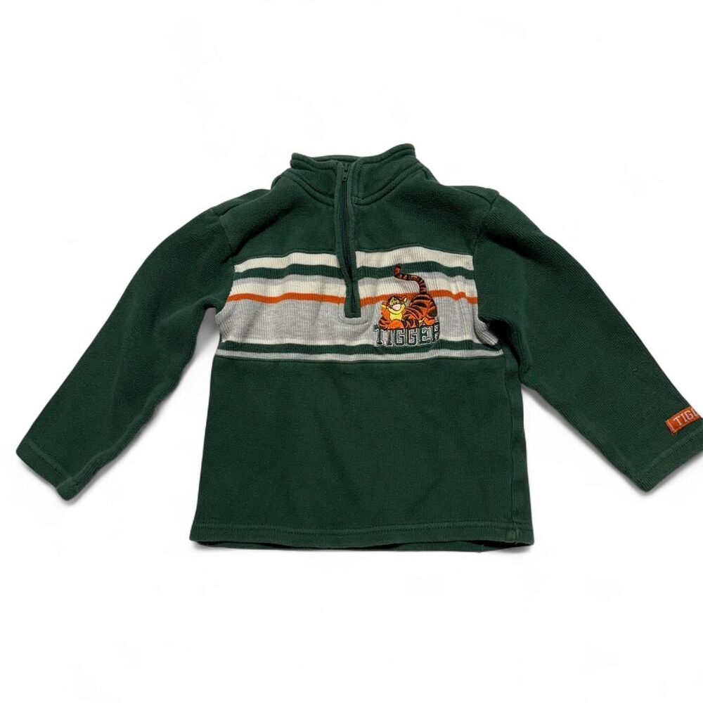 Vintage Disney Kids Winnie the Pooh Tigger Quarter Zip Fleece Pullover 4T